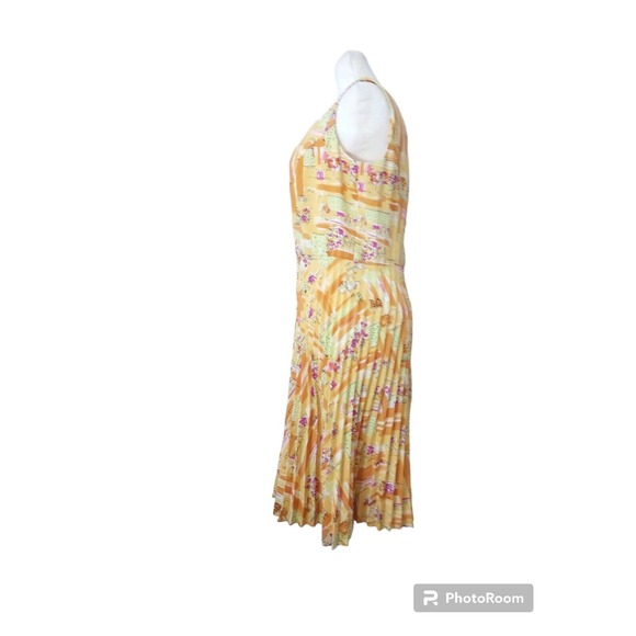 danny nicole dress Sheath Pleated Flowy Beach Scene Print Colorful 10P - Picture 4 of 10
